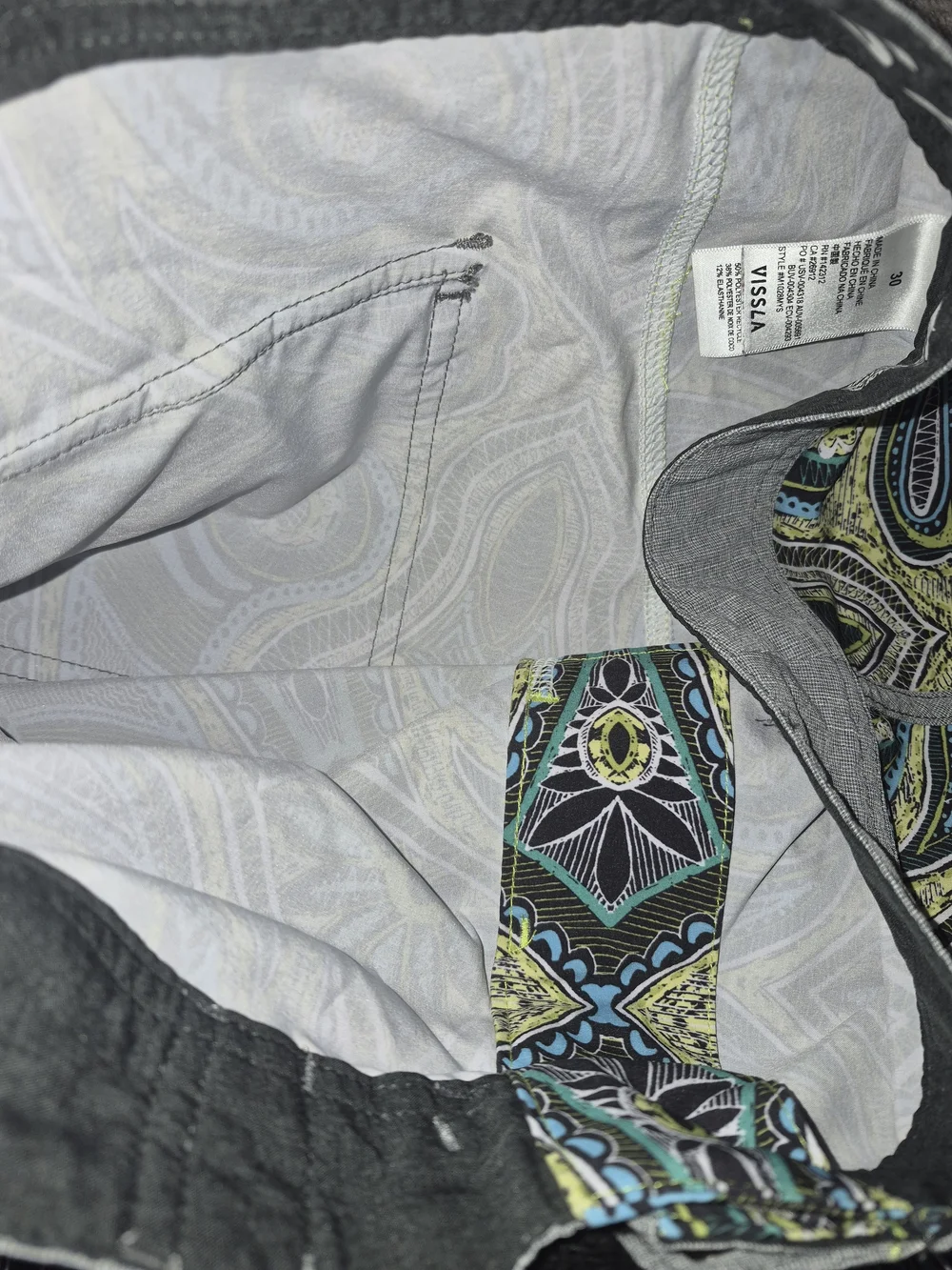 Vissla Mystery Reef Boardshorts Swim Trunks  In Bright Sulfur Mens Sz 30